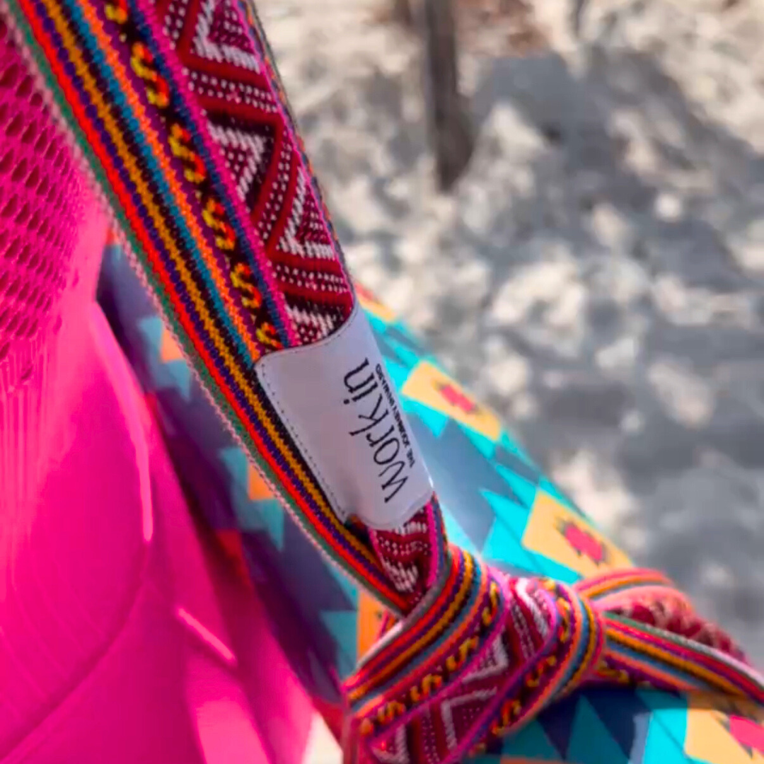 Kuychi 2-in-1 yoga mat strap by Work In, handmade in Peru