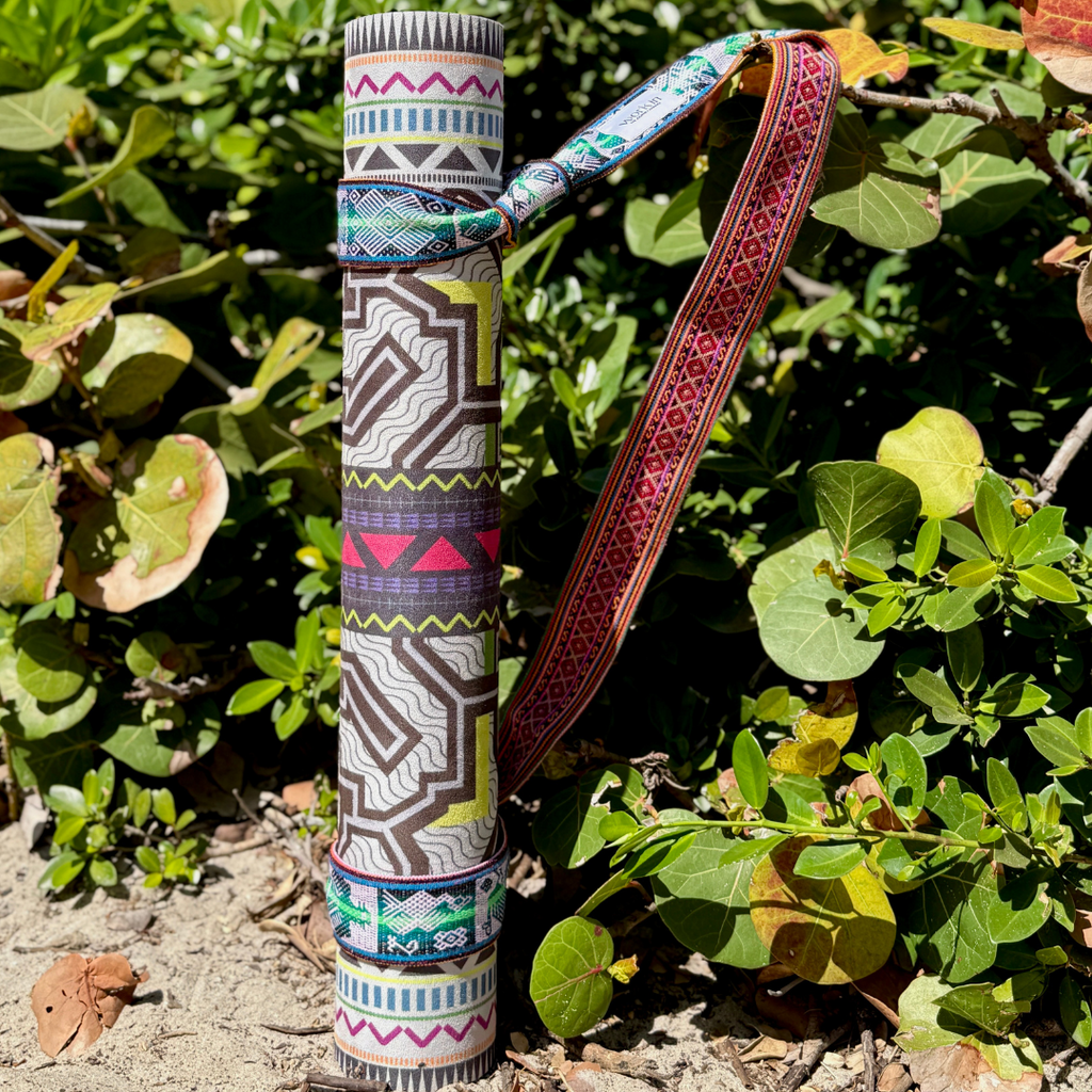 Qomer 2-in-1 yoga mat strap by Work In, handmade in Peru