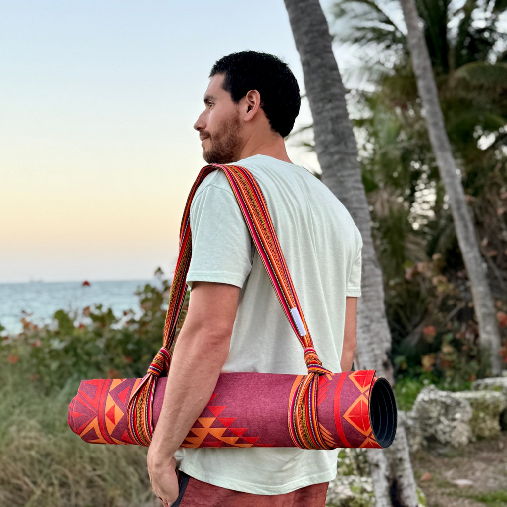 Qillu 2-in-1 yoga mat strap by Work In, handmade in Peru
