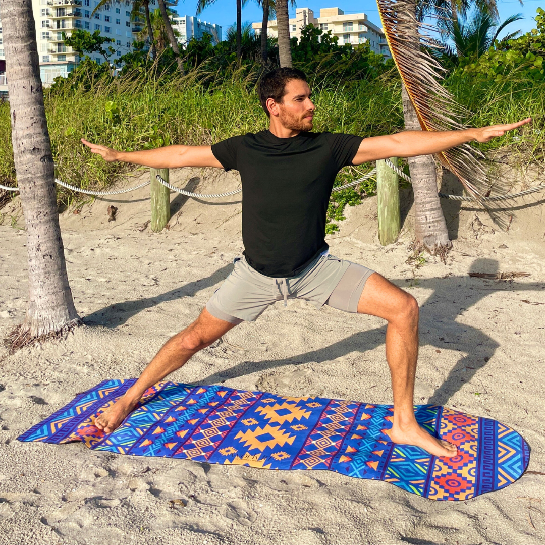 Yaku suede yoga mat by Work In, inspired by Peruvian ancestral patterns
