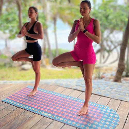 Ayahuasca suede yoga mat by Work In, inspired by Peruvian ancestral patterns
