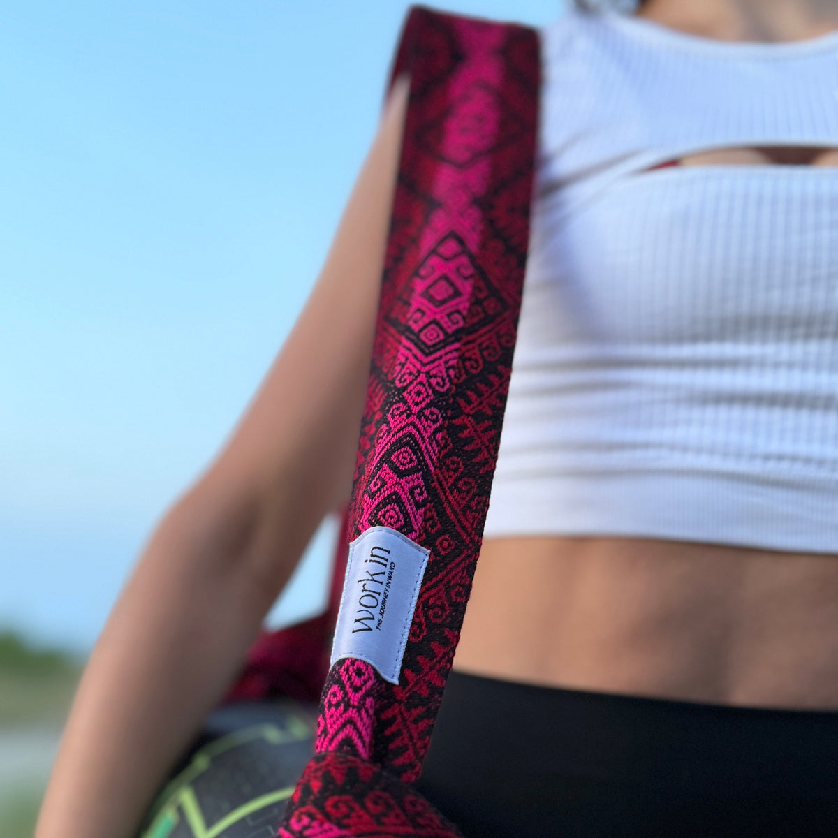 Yana 2-in-1 yoga mat strap by Work In, handmade in Peru