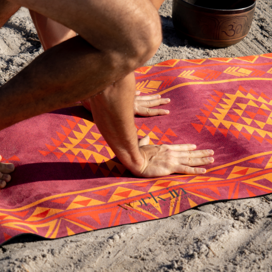 Pacha suede yoga mat by Work In, inspired by Peruvian ancestral patterns