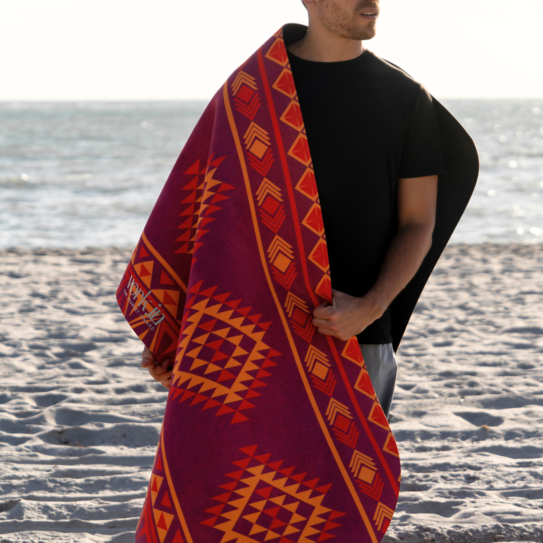 Pacha suede yoga mat by Work In, inspired by Peruvian ancestral patterns