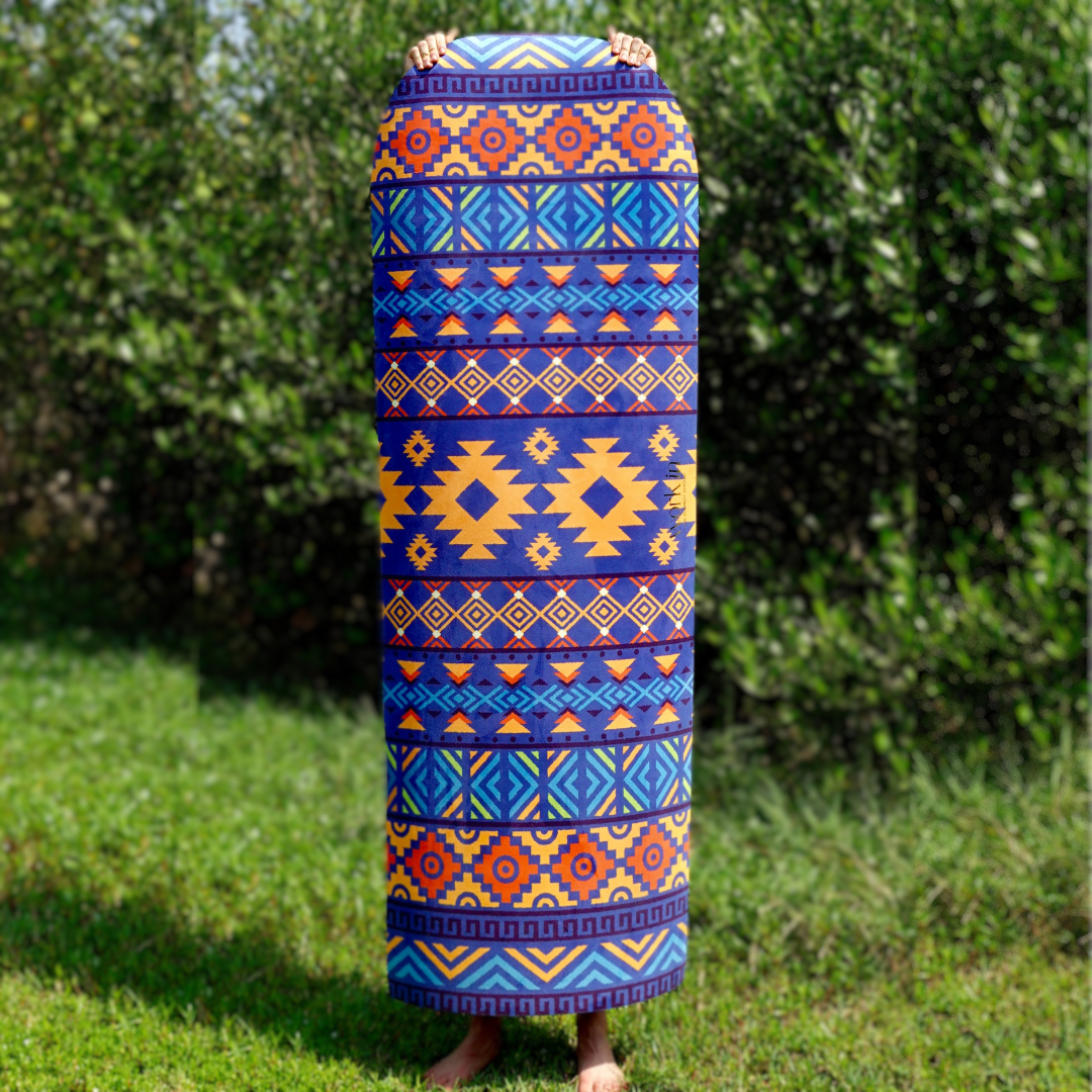 Yaku suede yoga mat by Work In, inspired by Peruvian ancestral patterns