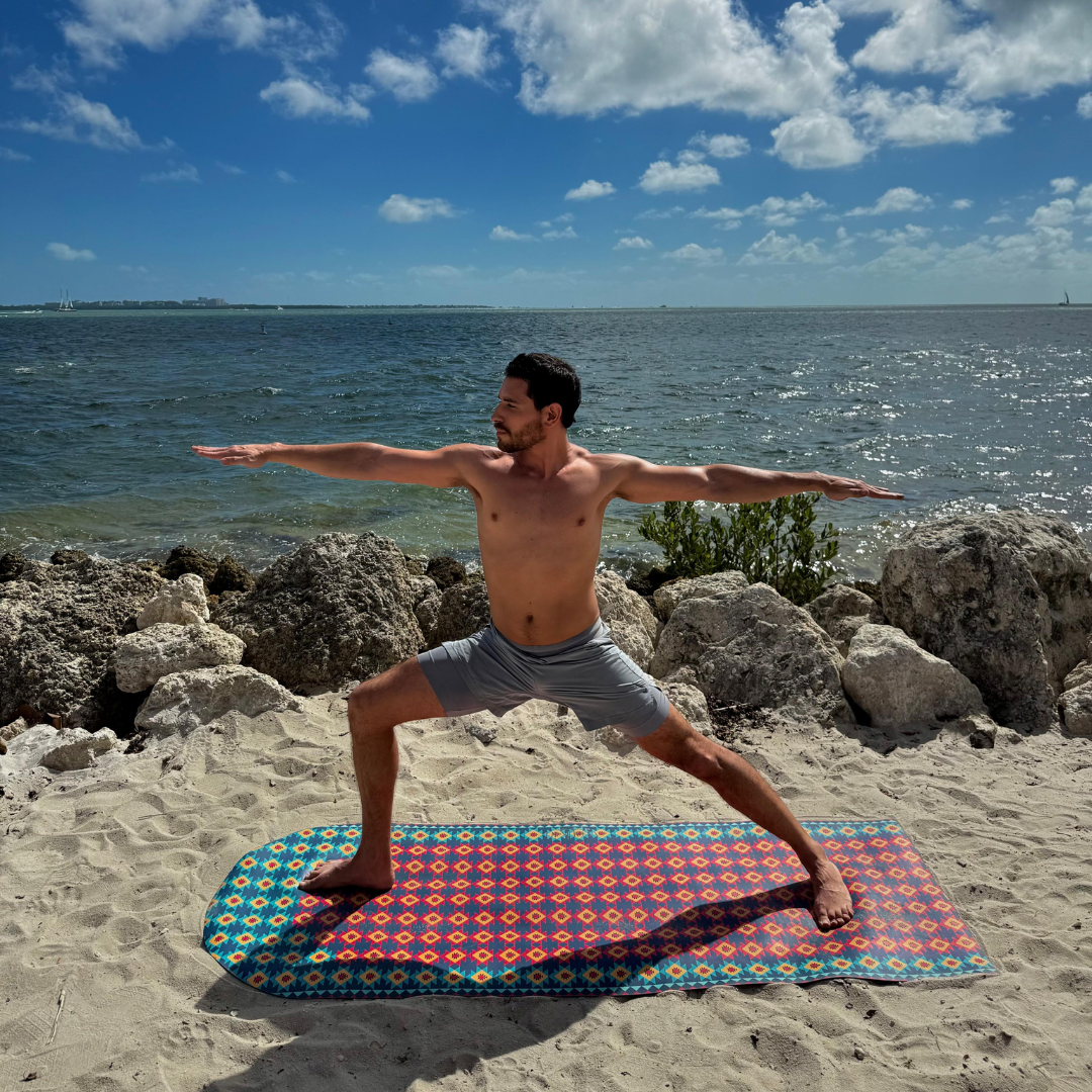 Ayahuasca suede yoga mat by Work In, inspired by Peruvian ancestral patterns