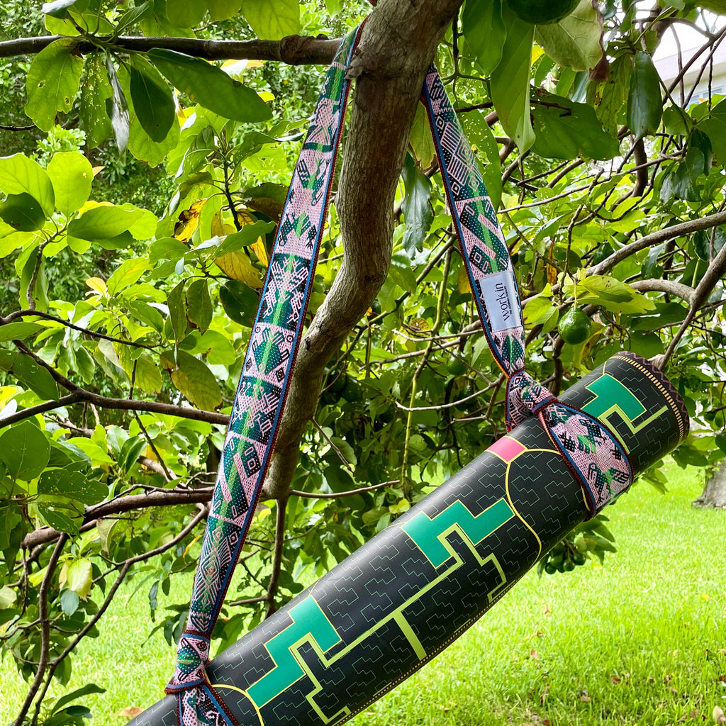Qomer 2-in-1 yoga mat strap by Work In, handmade in Peru