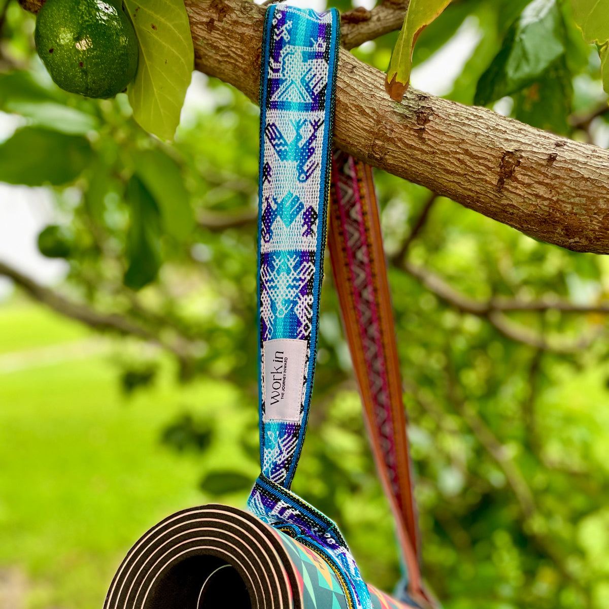 Anqas 2-in-1 yoga mat strap by Work In, handmade in Peru