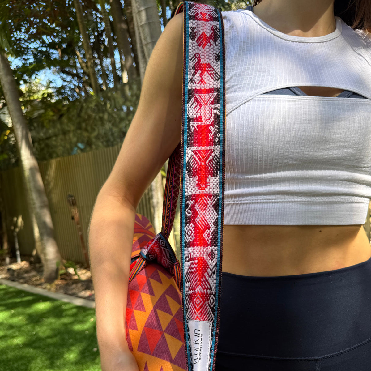 Puka 2-in-1 yoga mat strap by Work In, handmade in Peru