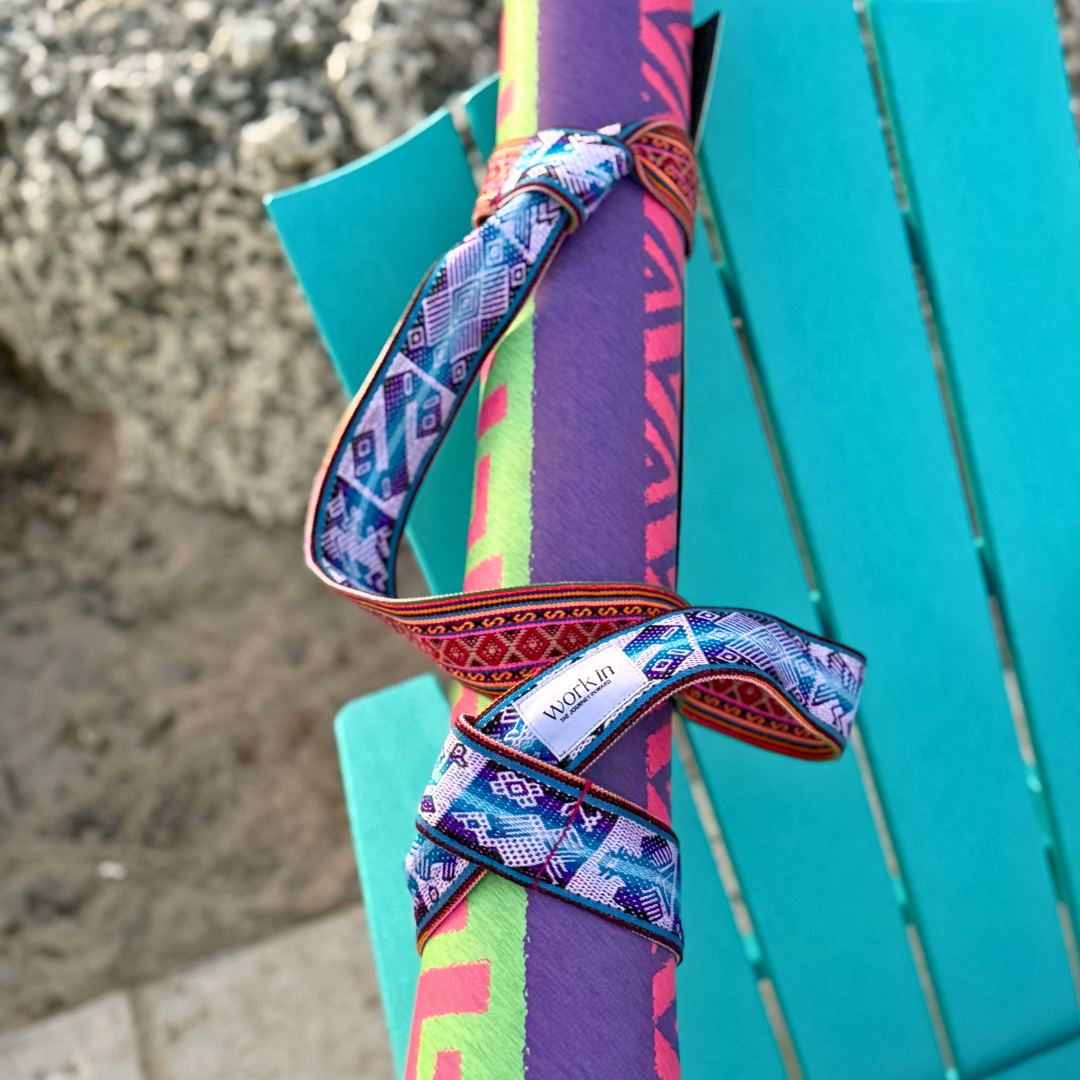 Anqas 2-in-1 yoga mat strap by Work In, handmade in Peru
